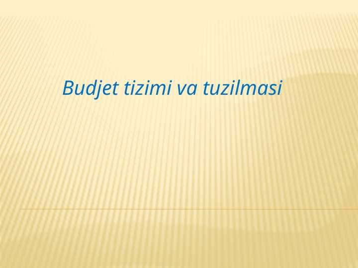 Budjet tizimi va tuzilmasi