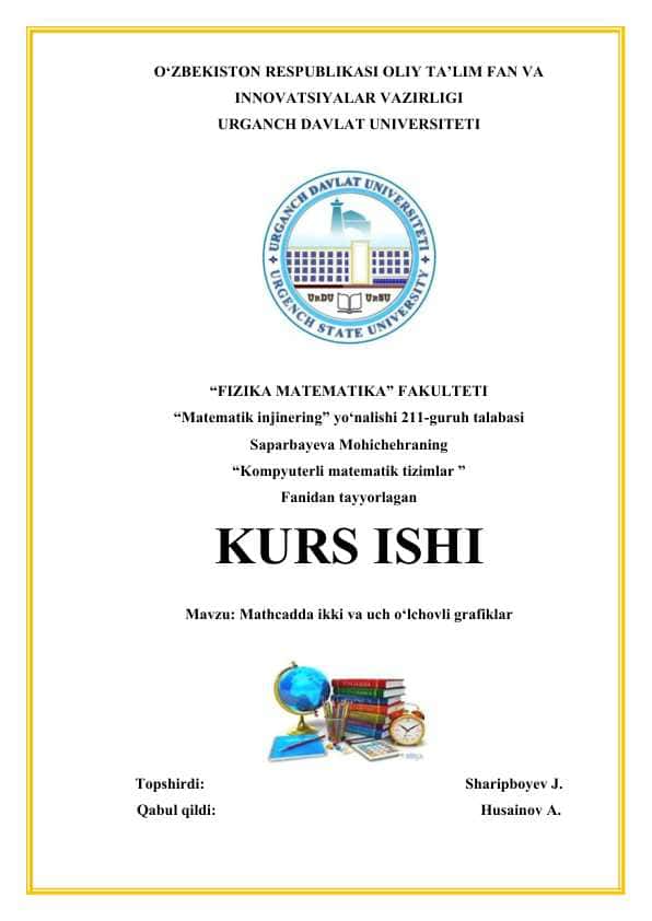 MATHCADDA IKKI VA UCH O'LCHOVLI GRAFIKLAR