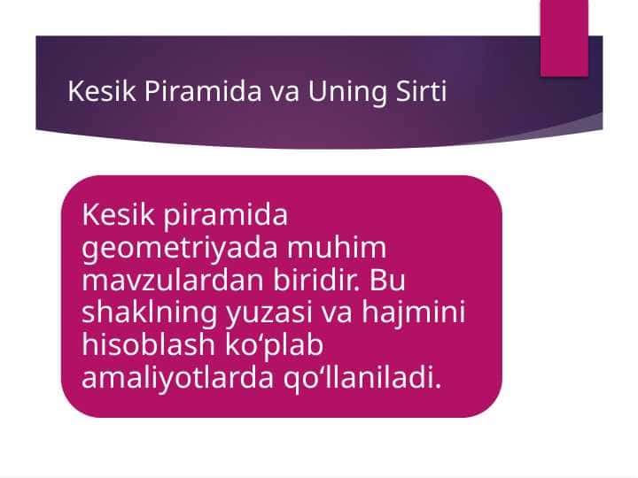 Kesik piramida va uning sirti