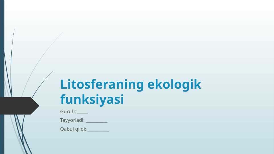 Litosferaning ekologik funksiyasi