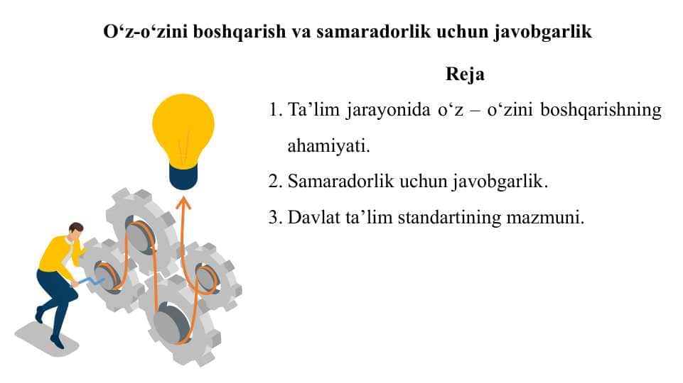 O‘z-o‘zini boshqarish va samaradorlik uchun javobgarlik