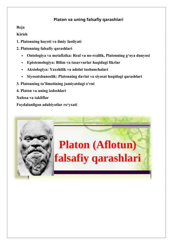 Platon va uning falsafiy qarashlari 25