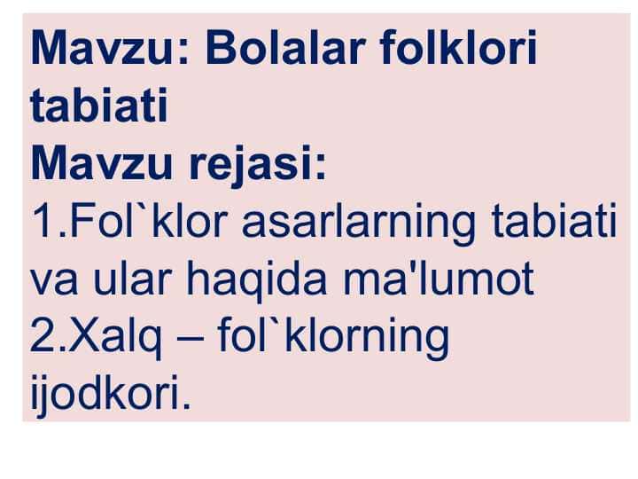 Bolalar folklori tabiati