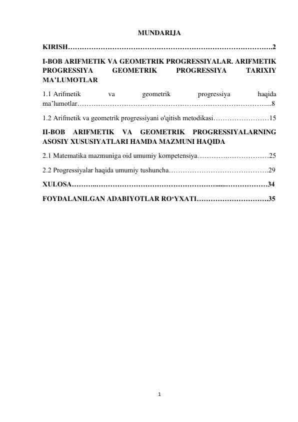 Arifmetik va geometrik progressiya