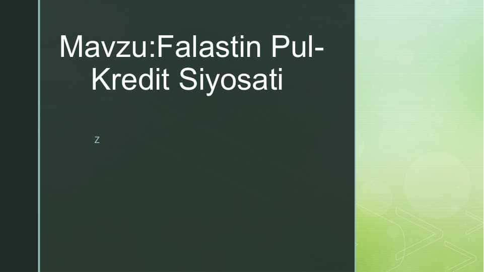 Falastin Pul-Kredit Siyosati