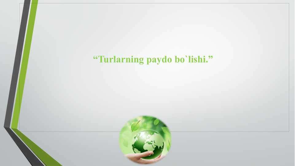 “Turlarning paydo bo`lishi.”