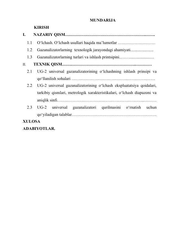 UG-2 universal gazanalizatorining o‘lchash sxemasini tahlil qilish