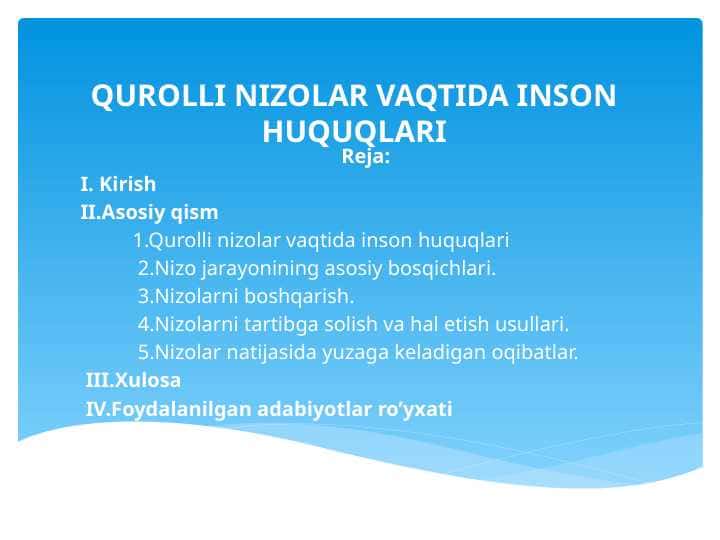 QUROLLI NIZOLAR VAQTIDA INSON HUQUQLARI