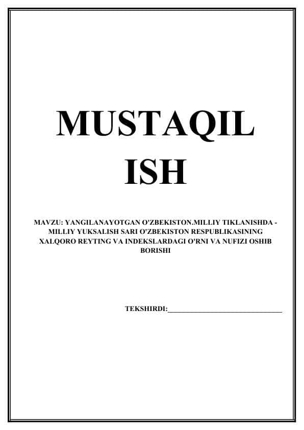 Yangilanayotgan Oʻzbekistonmilliy tiklanishdan-milliy yuksalish sari