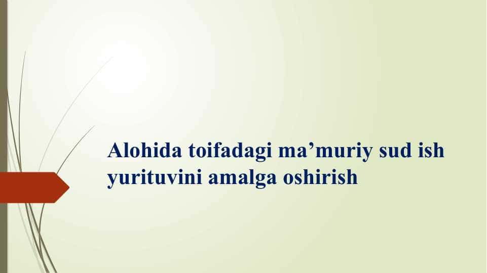 Alohida toifadagi ma’muriy sud ish yurituvini amalga oshirish