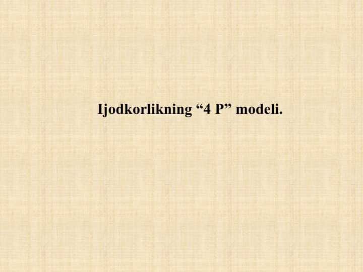 Ijodkorlikning “4 P” modeli.