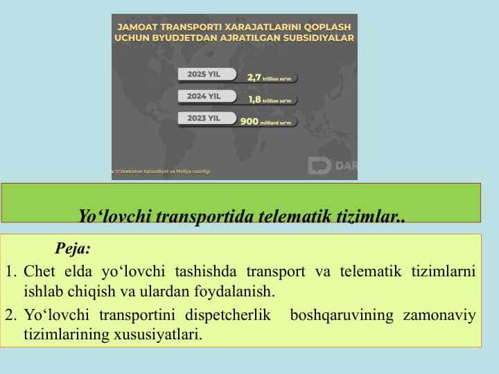 Yo‘lovchi transportida telematik tizimlar
