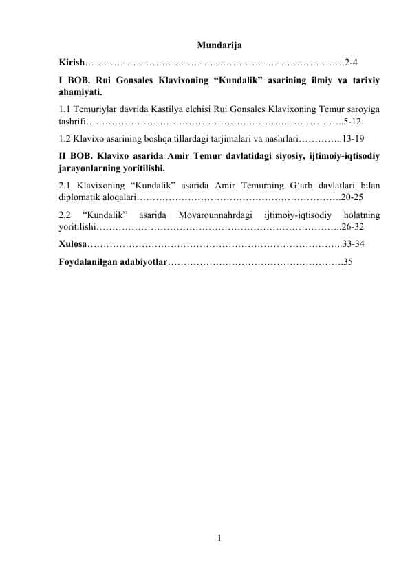 Klavixoning 'Kundalik" asari muhimmanbsa sifatida