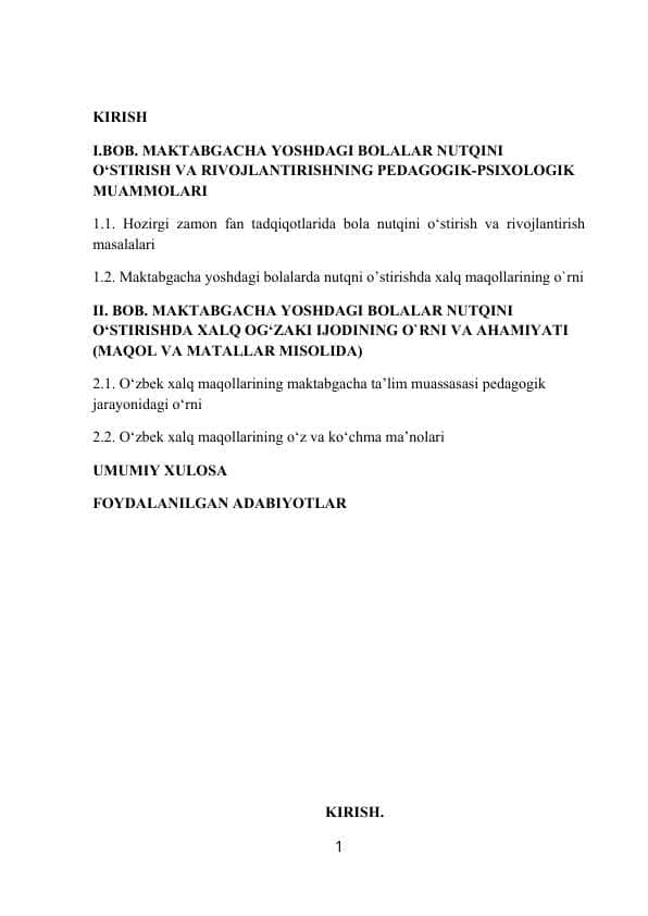 MAKTABGACHA YOSHDAGI BOLALAR NUTQINI O‘STIRISH VA RIVOJLANTIRISHNING PEDAGOGIK-PSIXOLOGIK MUAMMOLARI