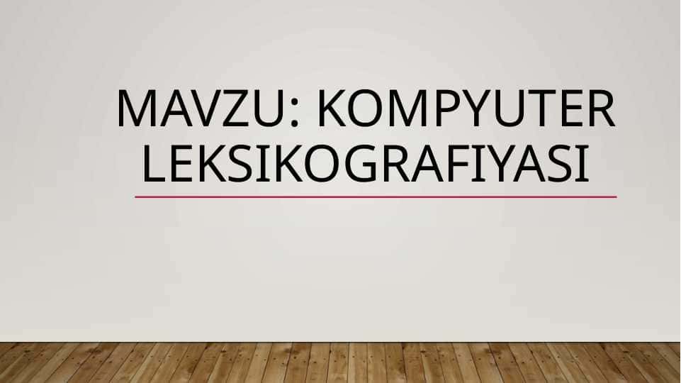 Kompyuter leksikografiyasi