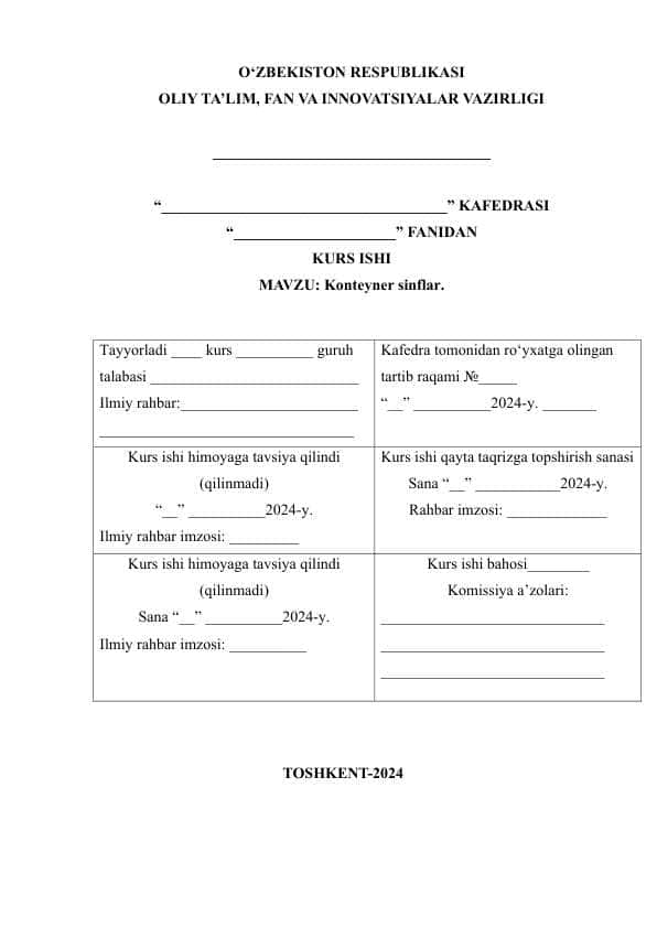 Konteyner sinflar