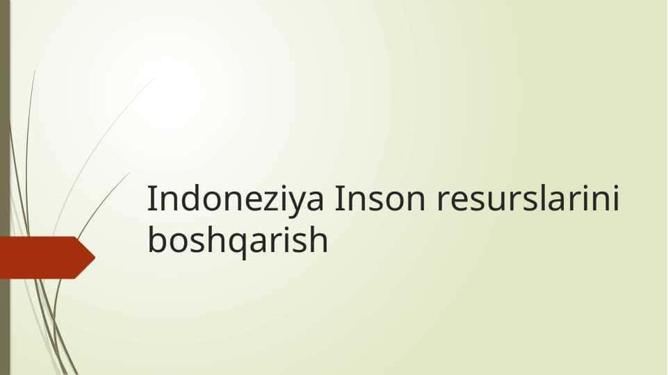 Indoneziya Inson resurslarini boshqarish