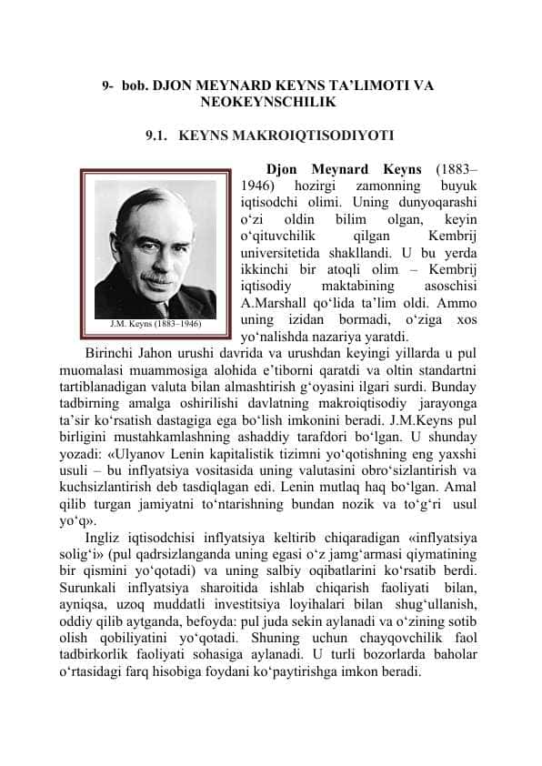 DJON MEYNARD KEYNS TA’LIMOTI VA NEOKEYNSCHILIK