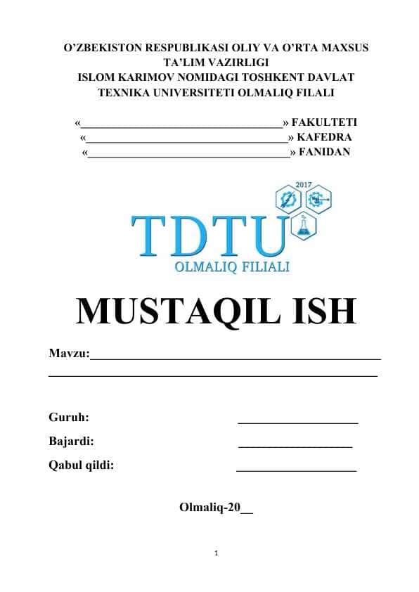 kurs ishi uchun betlik