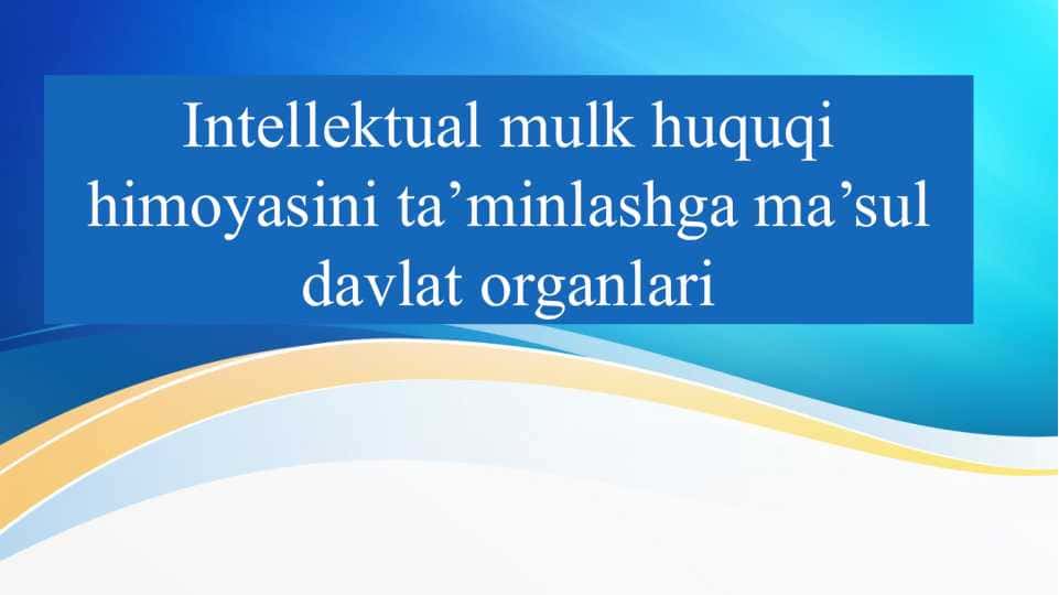 Intellektual mulk huquqi himoyasini ta’minlashga ma’sul davlat organlari
