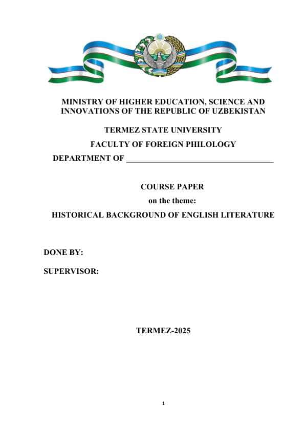 HISTORICAL BACKGROUND OF ENGLISH LITERATURE
