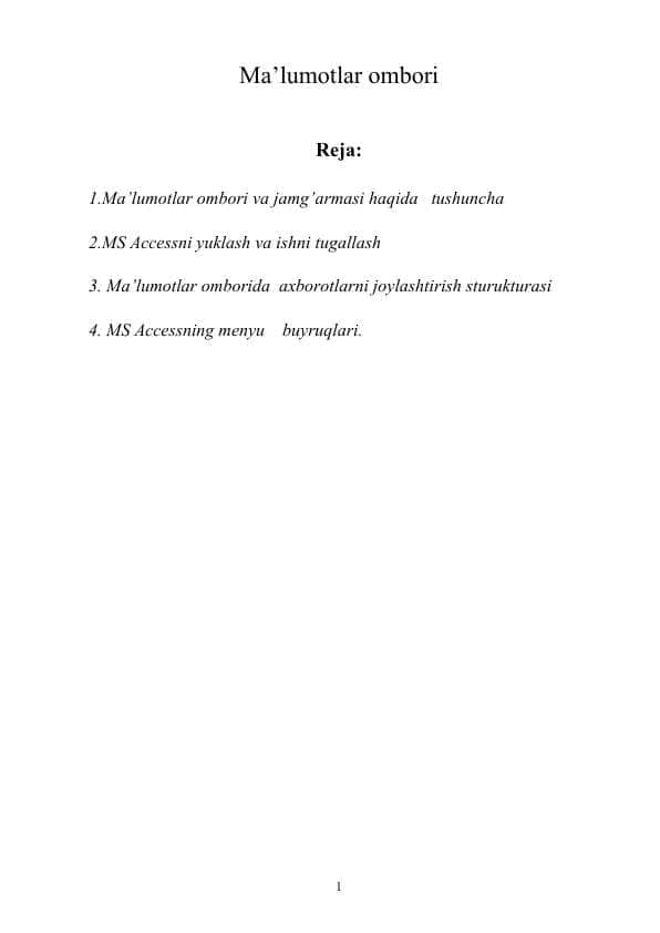 malumotlar bazasi