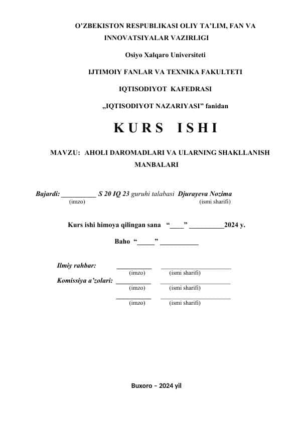 AGRAR SOHANING MILLIY IQTISODIYOTDA TUTGAN O’RNI