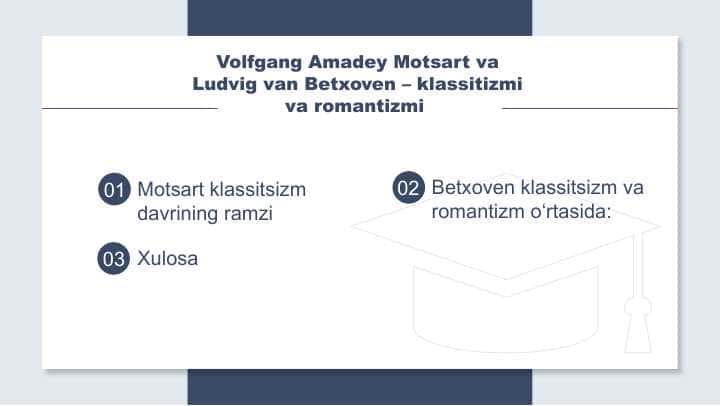 Volfgang Amadey Motsart va Ludvig van Betxoven – klassitizmi va romantizmi