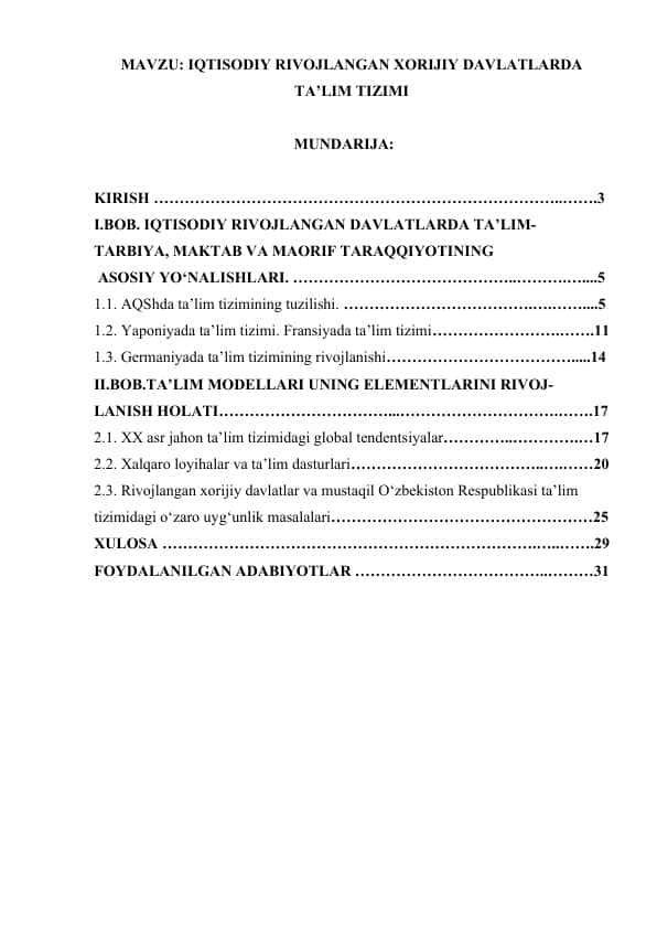 IQTISODIY RIVOJLANGAN XORIJIY DAVLATLARDA TA’LIM TIZIMI.docx