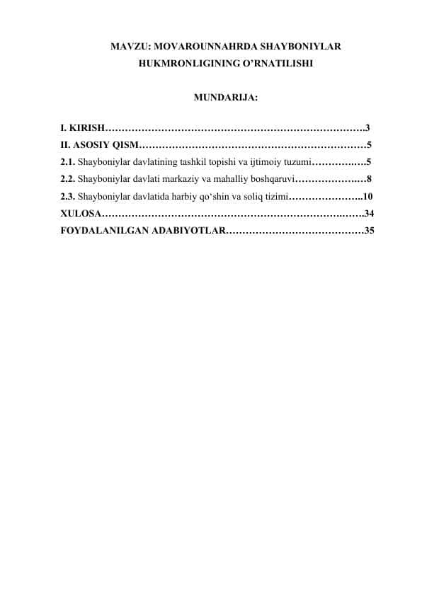 MOVAROUNNAHRDA SHAYBONIYLAR HUKMRONLIGINING O’RNATILISHI.docx