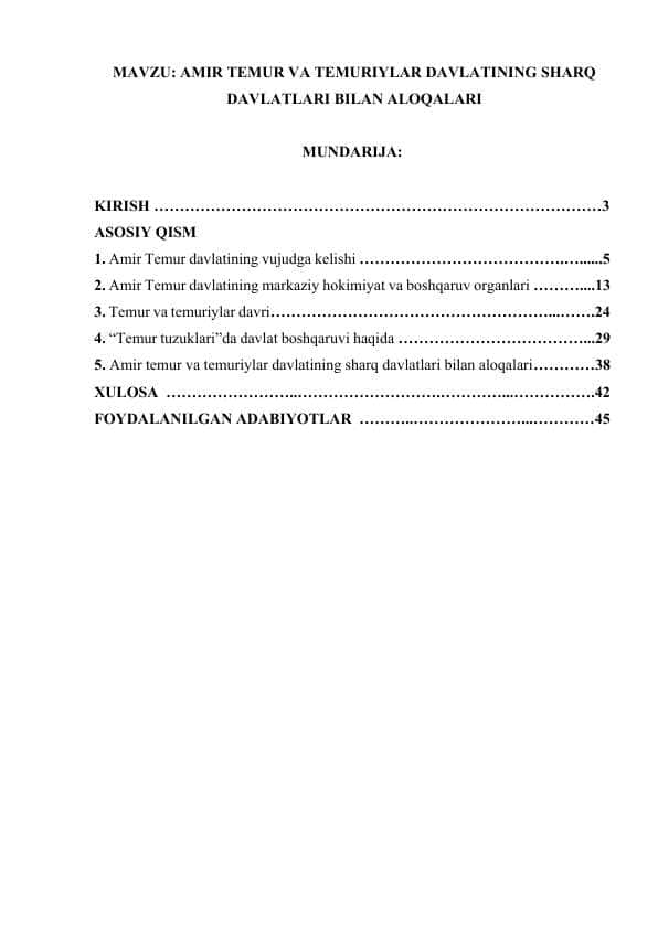 AMIR TEMUR VA TEMURIYLAR DAVLATINING SHARQ DAVLATLARI BILAN ALOQALARI.docx