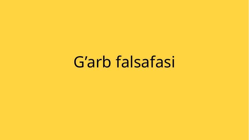 G’arb falsafasi