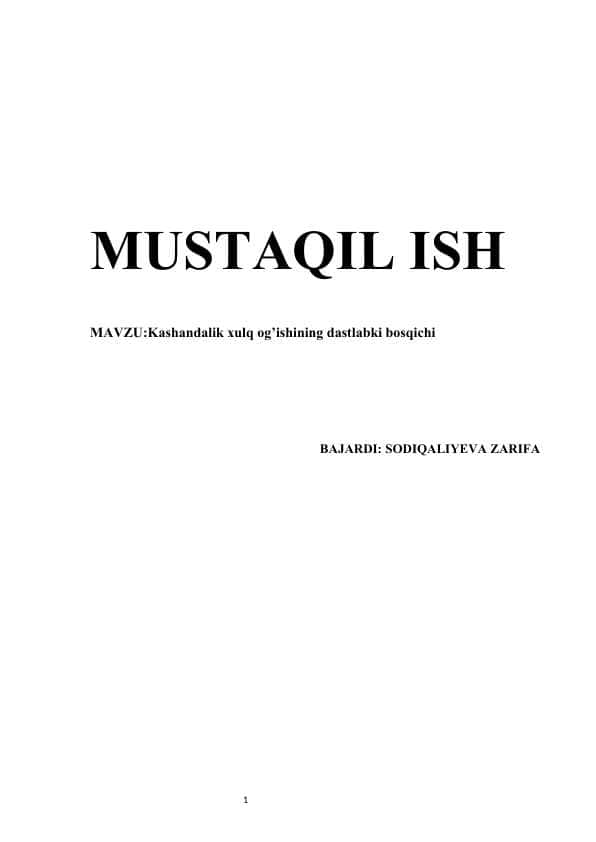 Kashandalik xulq og’ishining dastlabki bosqichi