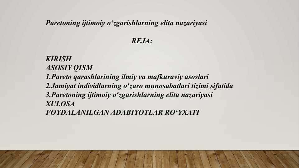 Paretoning ijtimoiy oʻzgarishlarning elita nazariyasi