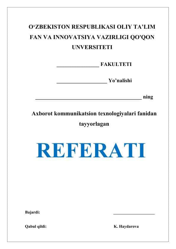 Elektron jadvallardan foydalanish texnalogiyalari Referat