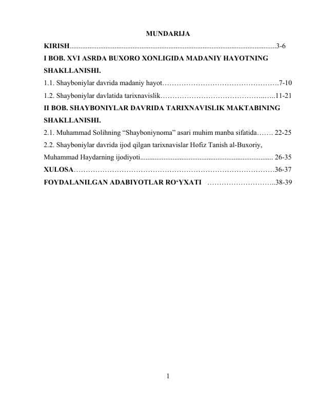 SHAYBONIYLAR DAVRIDA TARIXNAVISLIK MAKTABINING SHAKLLANISHI