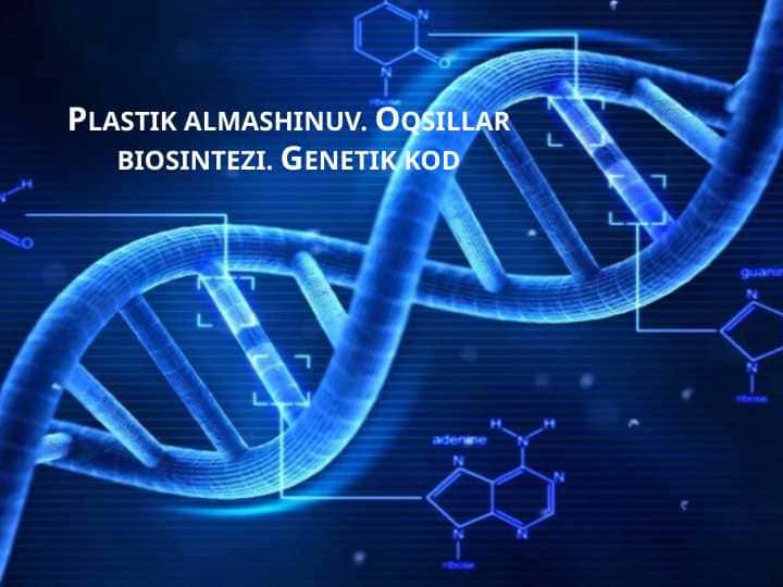 Plastik almashinuv. Oqsillar biosintezi. Genetik kod