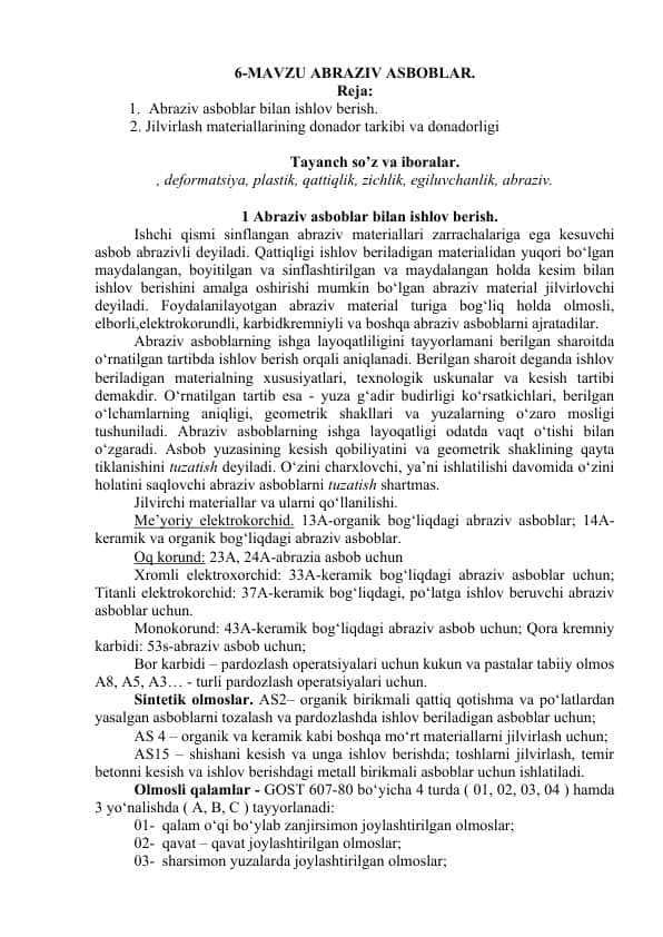 ABRAZIV ASBOBLAR.