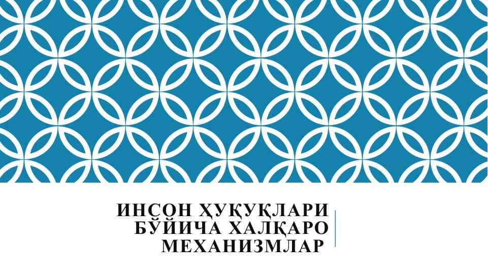 ИНСОН ҲУҚУҚЛАРИ БЎЙИЧА ХАЛҚАРО МЕХАНИЗМЛАР