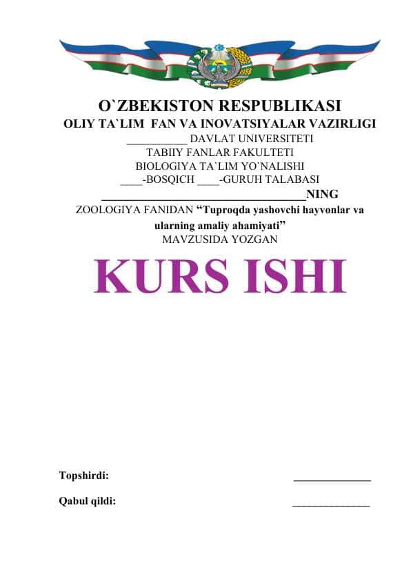 Tuproqda yashovchi hayvonlar va ularning amaliy ahamiyati
