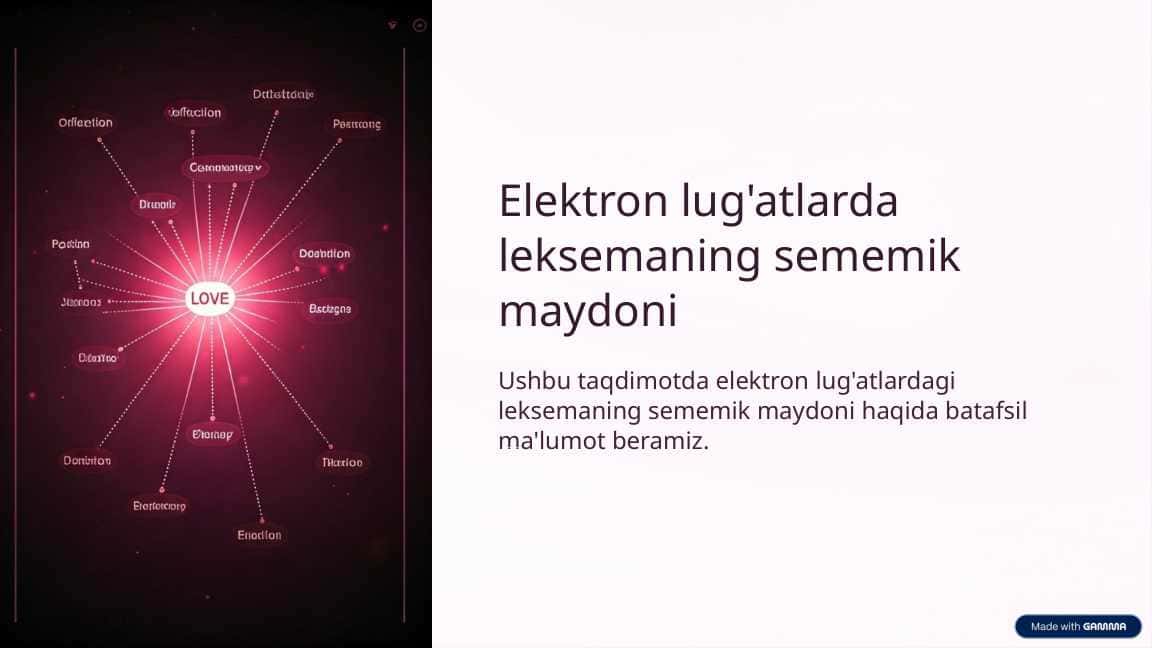 Elektron lug'atlarda leksemaning sememik maydoni