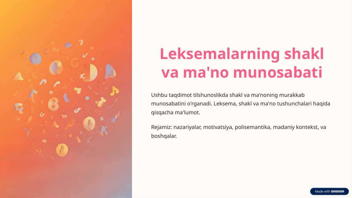 Leksemalarning shakl va ma'no munosabati