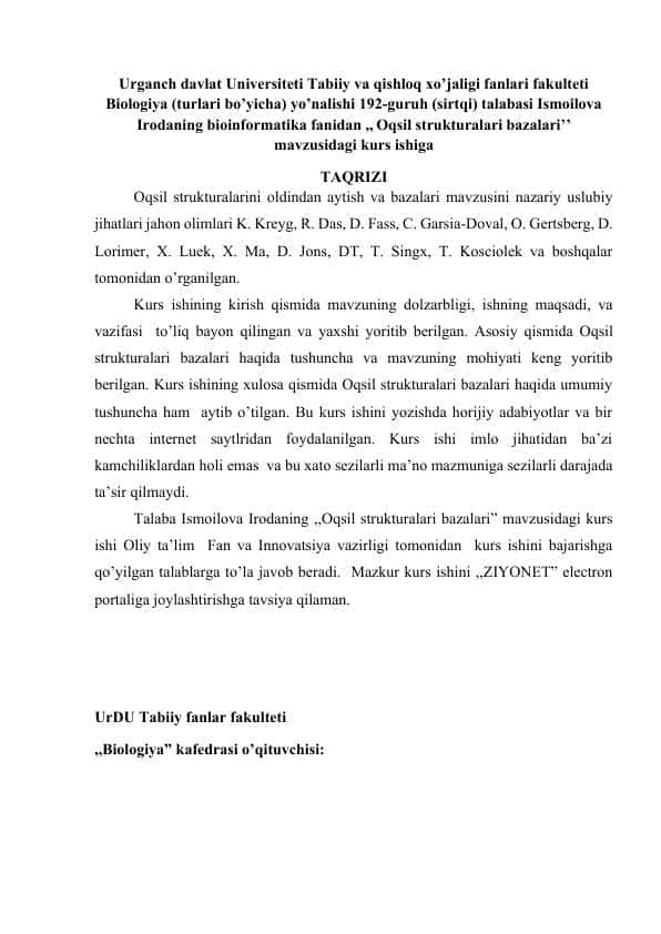 TAQRIZ namuna