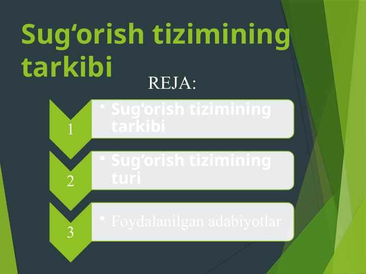 Sug‘orish tizimining tarkibi