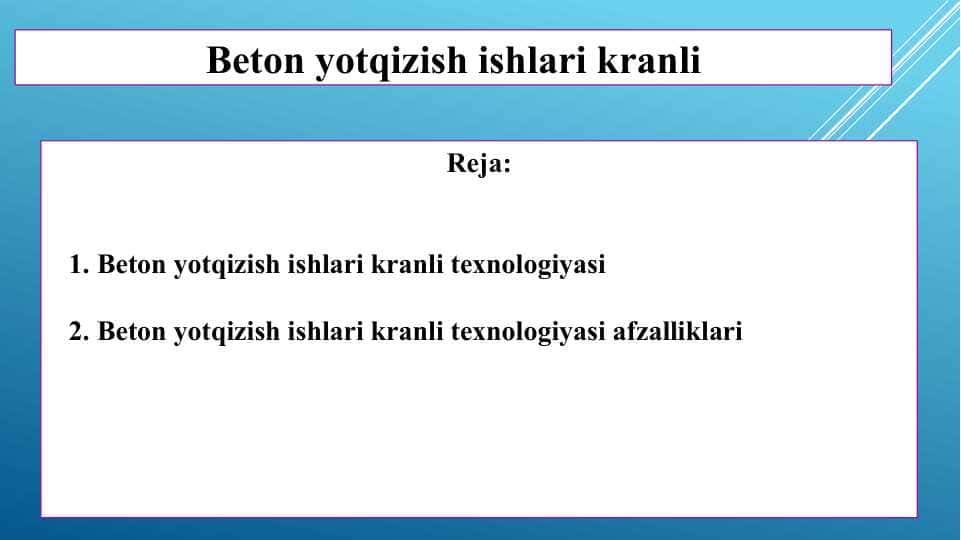 Beton yotqizish ishlari kranli