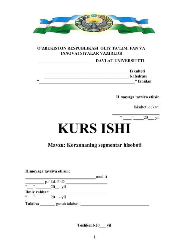 Korxonaning segmentar hisoboti
