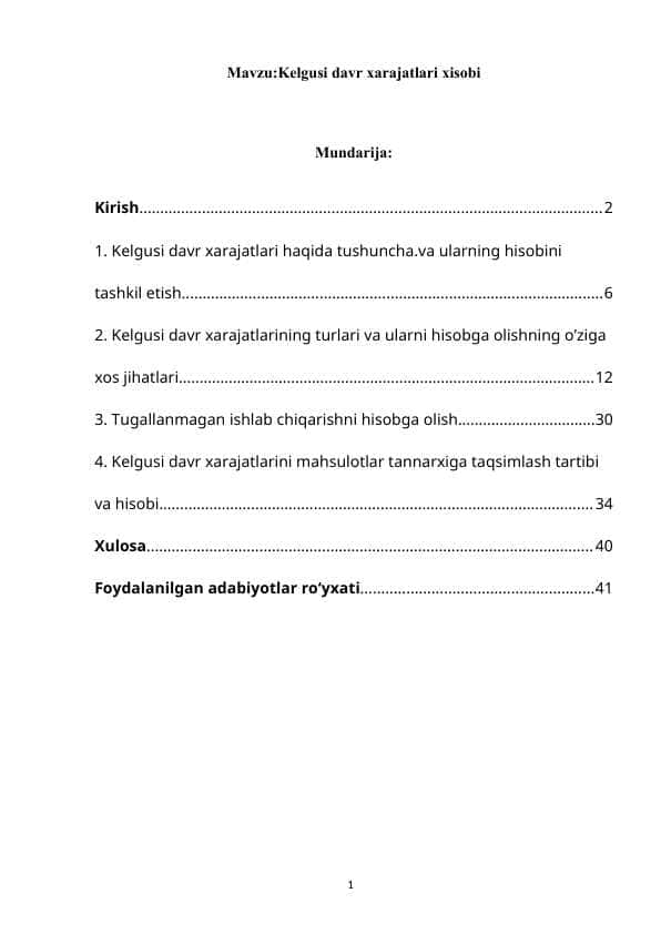 Kelgusi davr xarajatlari xisobi