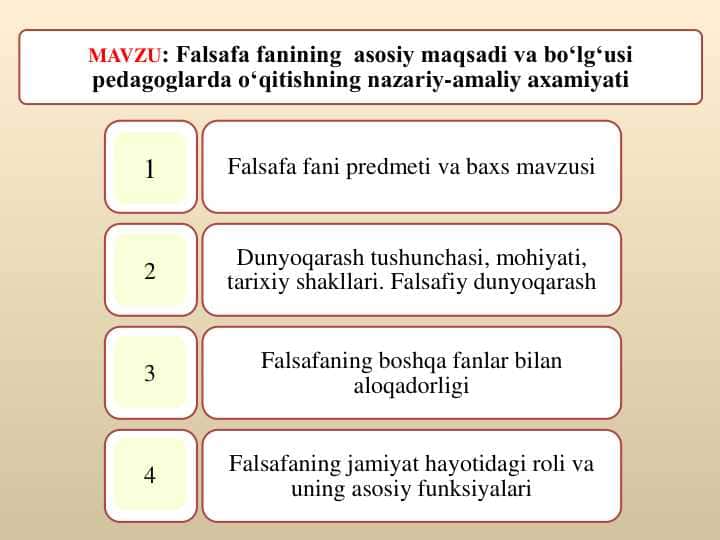 Falsafa fanining asosiy maqsadi va bo‘lg‘usi pedagoglarda o‘qitishning nazariy-amaliy axamiyati