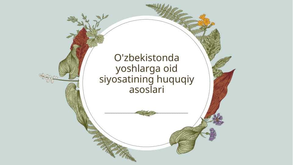 O'zbekistonda yoshlarga oid siyosatining huquqiy asoslari