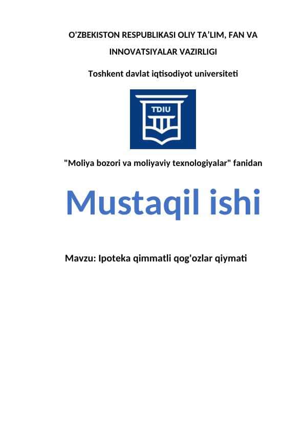 Ipoteka qimmatli qog'ozlar qiymati